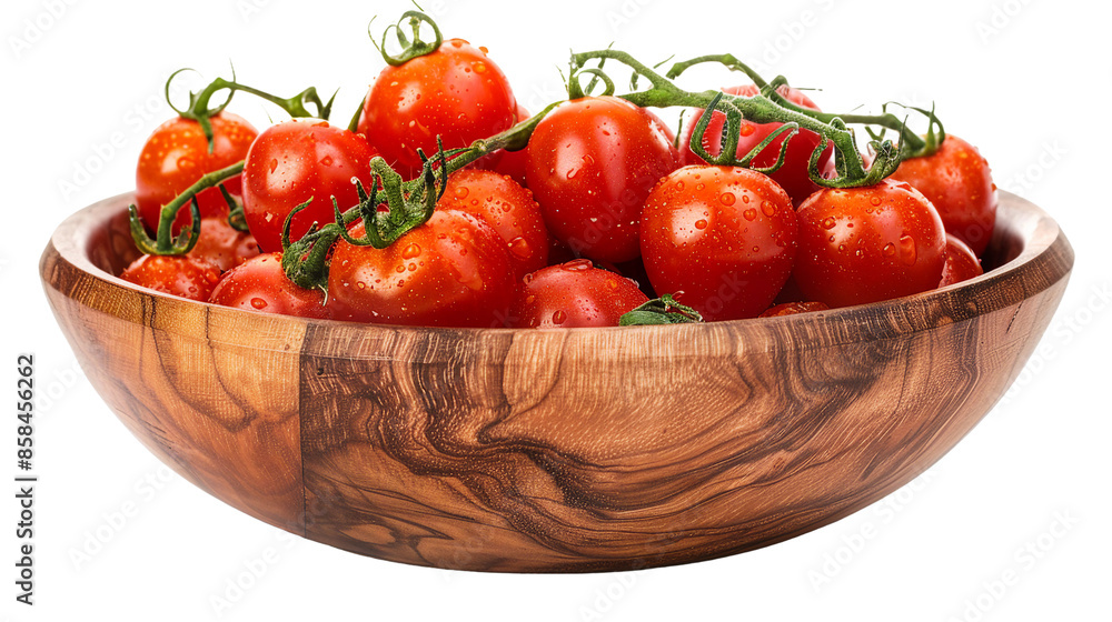 Fresh Red Cherry Tomatoes in Wooden Bowl on Transparent Background, Perfect for Healthy Recipes and Farm-Fresh Food Photography Fresh Red Cherry Tomatoes in Wooden Bowl on Transparent Background, Perfect for Healthy Recipes and Farm-Fresh Food Photography