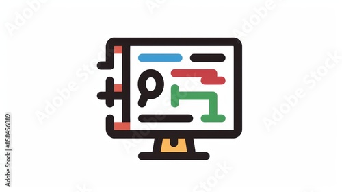 Wallpaper Mural Colorful vector icon of a computer monitor displaying a magnifying glass and lines Torontodigital.ca