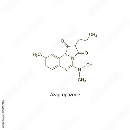 Azapropazone flat skeletal molecular structure NSAID drug used in Rheumatoid arthritis treatment. Vector illustration scientific diagram.