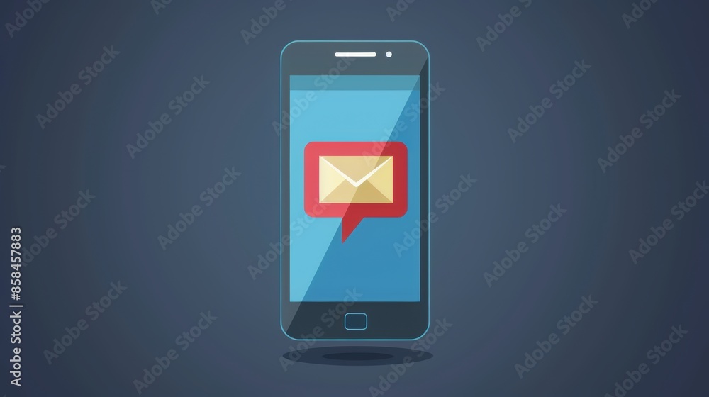 A vector illustration of a smartphone with a new email notification A vector illustration of a smartphone with a new email notification