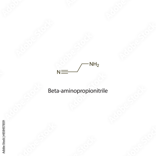 Beta-aminopropionitrile flat skeletal molecular structure NSAID drug used in Rheumatoid arthritis treatment. Vector illustration scientific diagram.