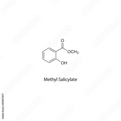 Methyl Salicylate flat skeletal molecular structure Rubefacient agent drug used in pain treatment. Vector illustration scientific diagram.