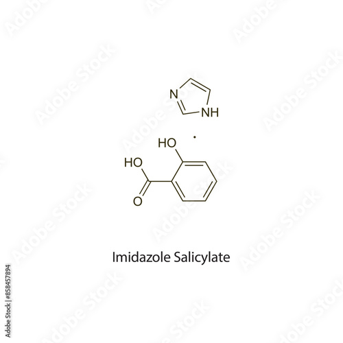 Imidazole Salicylate flat skeletal molecular structure NSAID drug used in Pain treatment. Vector illustration scientific diagram.
