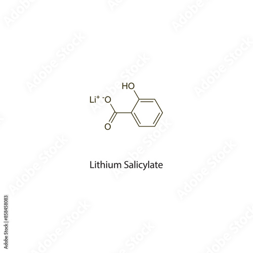 Lithium Salicylate flat skeletal molecular structure NSAID drug used in Pain treatment. Vector illustration scientific diagram.
