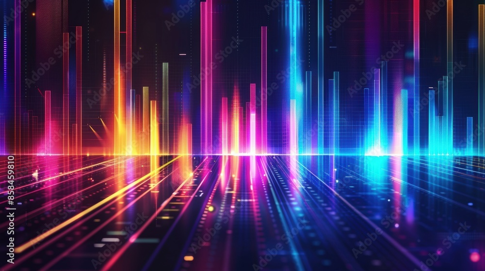 Colorful music equalizer lines on dark background Colorful music equalizer lines on dark background