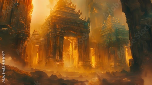 The temple was awash in a soft ethereal light that seemed to emanate from the very stones of the structure giving it an otherworldly ancient feel.