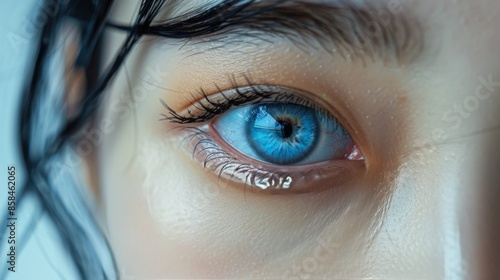 Close Up Of A Womans Blue Eye With Golden Specks And Long Eyelashes
