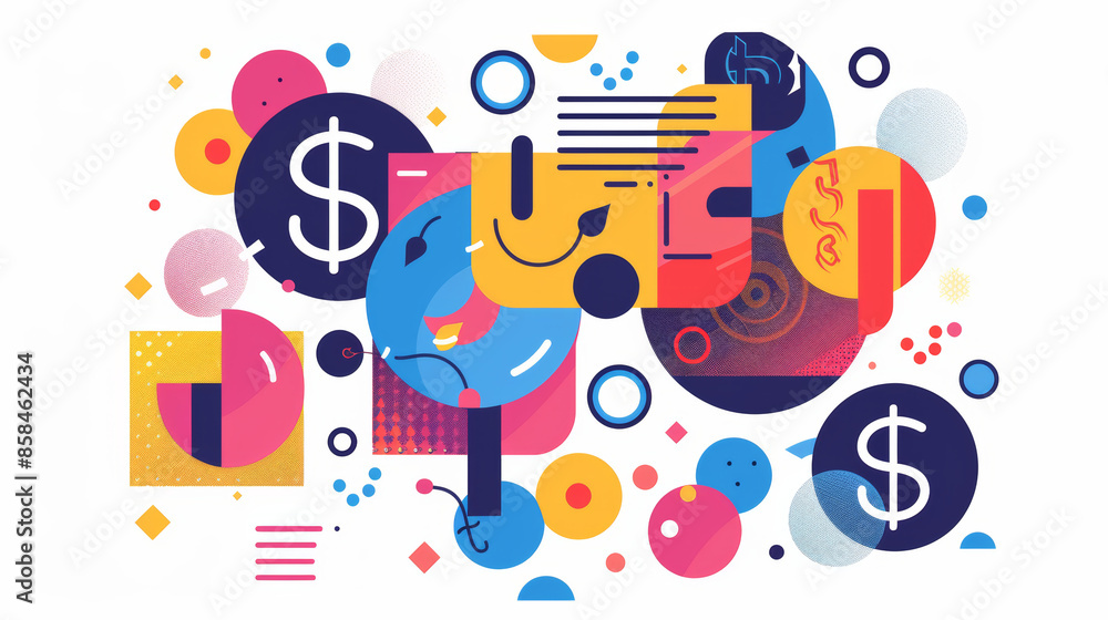 Obraz premium Money is a concept. This colorful vector graphic shows it in a simple and clear way.