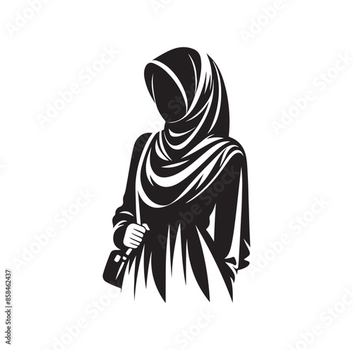 hijab style standing style vector illustration design silhouette