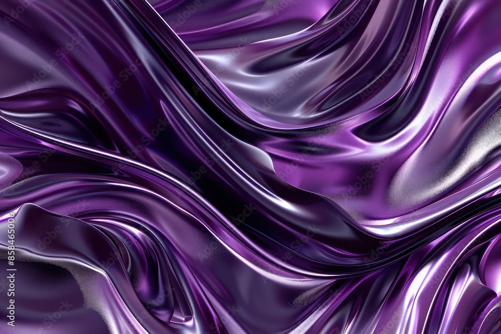 Obraz premium Abstract Background, a 3D abstract background featuring flowing abstract artwork in deep amethyst purple tones with soft silver touches