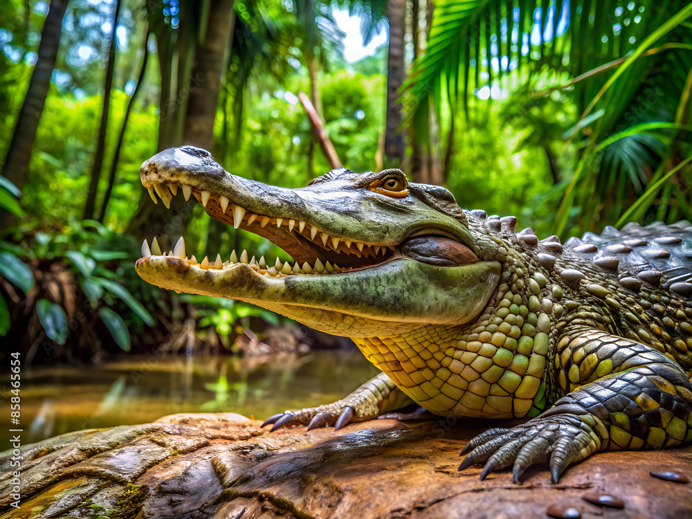 Fototapeta premium crocodile in the jungle in thailand