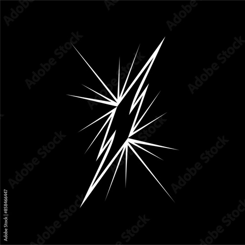 Lightning logo design with broken glass concept. Line art style abstract lightning symbol illustration.
