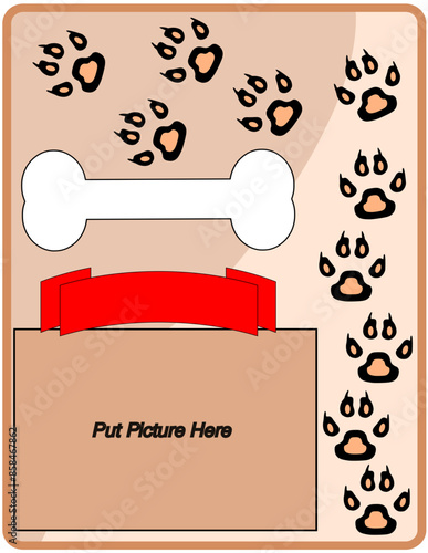 Dog certificate with ribbon vector template reward for pet shop, dog groomer, kennel, dog walker, pet care, veterinarian. Fill in your information and a place to insert picture of dog.