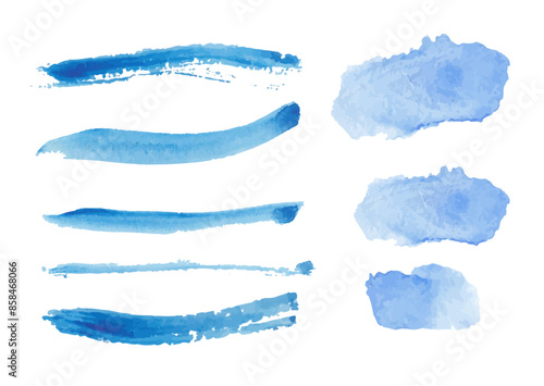 Aquarelle strokes and splashes. Aquarelle vector brushes