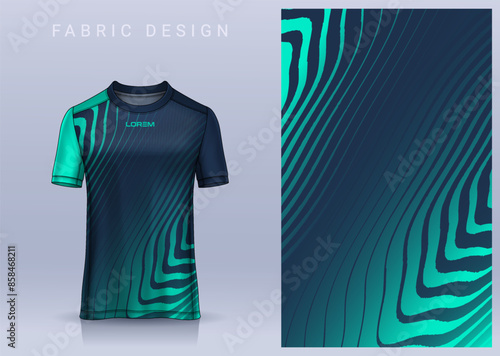 Fabric textile design for Sport t-shirt, Soccer jersey mockup for football club. uniform front view.	