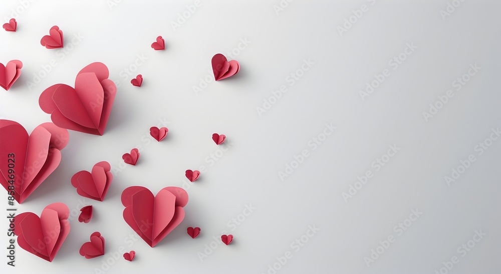 Valentine's day background with paper cut hearts and white space for text, transparent background, png Valentine's day background with paper cut hearts and white space for text, transparent background, png