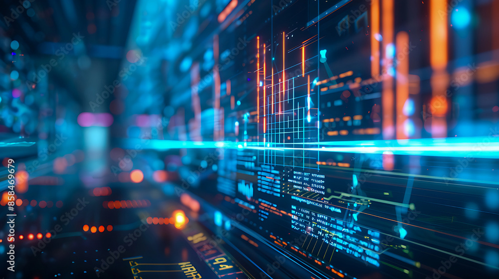 Obraz premium Data analysis. Data bars. Calculations, statistics. Future-proof programming