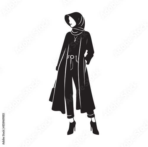 hijab style standing style vector illustration design silhouette