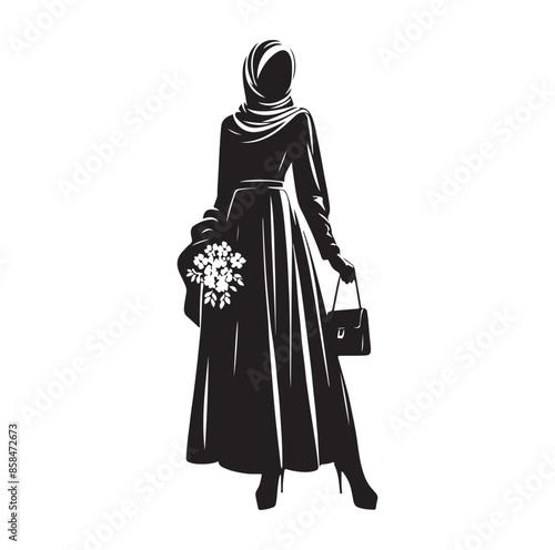 hijab style standing style vector illustration design silhouette