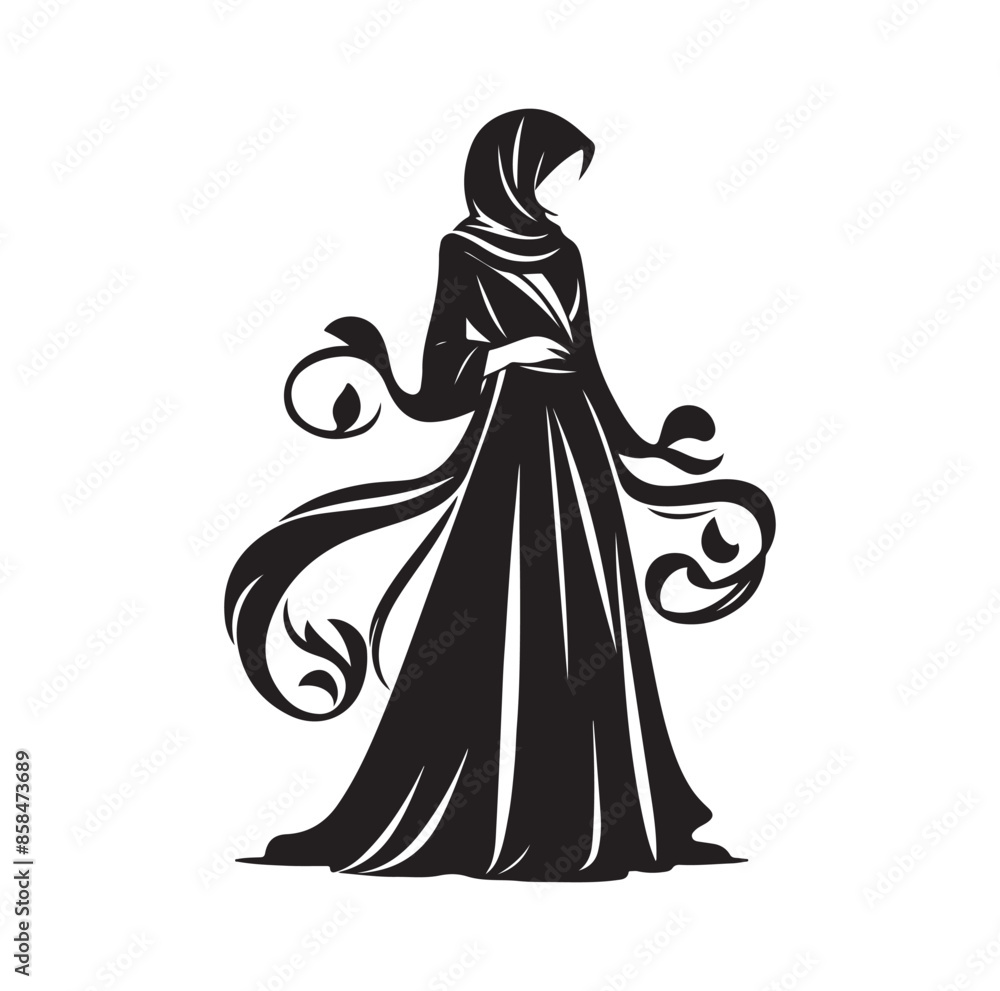 hijab style standing style vector illustration design silhouette hijab style standing style vector illustration design silhouette