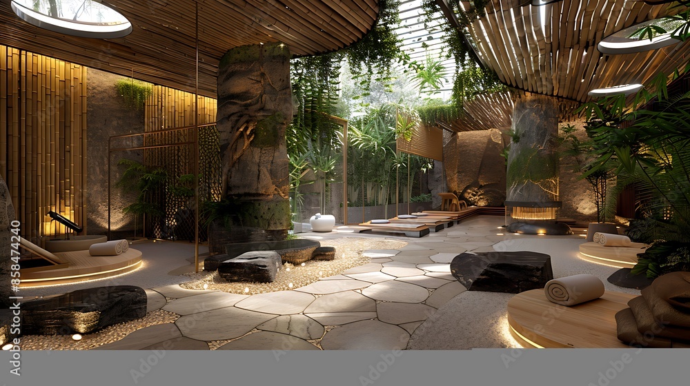 Fototapeta premium spa area that uses water recycling systems for all treatments