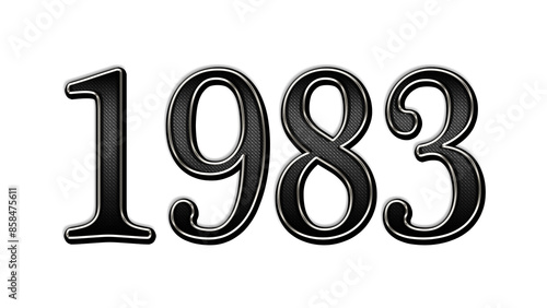 black metal 3d design of number 1983 on white background.