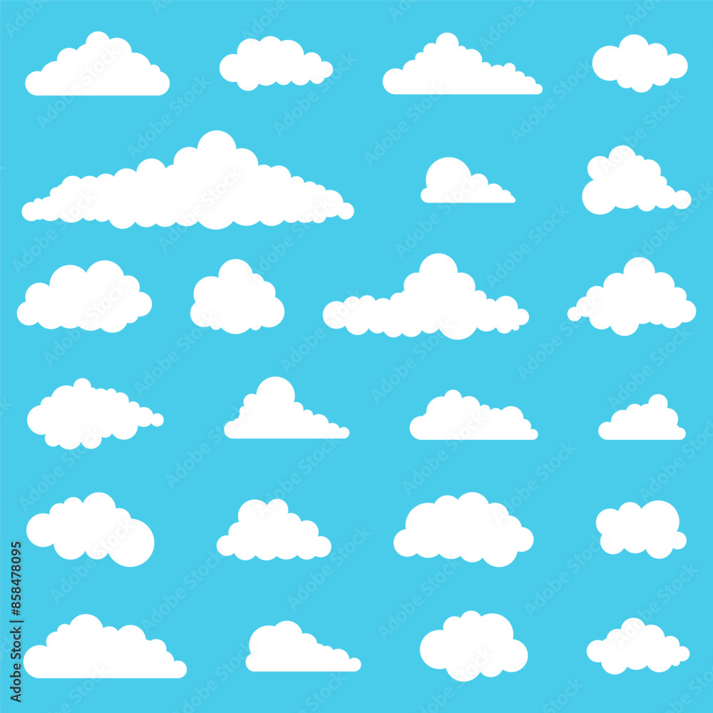 Cloud icon set. Flat style. Cloud icon set. Flat style.