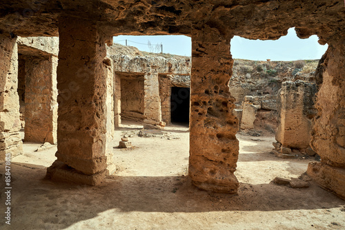 Royal Tombs - ancient burial chambers in underground caves in the city of Phapos photo