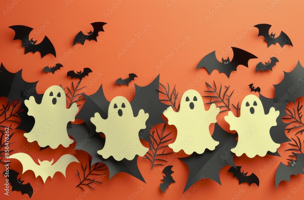 Paper Ghosts and Bats Halloween Decoration Paper Ghosts and Bats Halloween Decoration