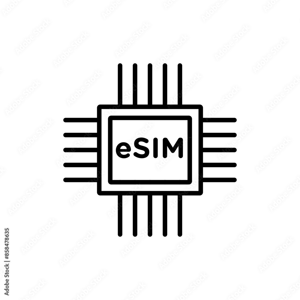 Embedded SIM Icon Ideal for Mobile Technology and Telecommunications Embedded SIM Icon Ideal for Mobile Technology and Telecommunications