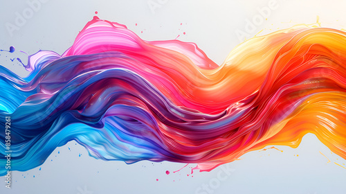 Color brush paint ribbon stroke swirl abstract splash background wave. Brush brushstroke color ribbon paint stroke flow shape wavy design paintbrush pen fluid rainbow element texture acrylic 3D line