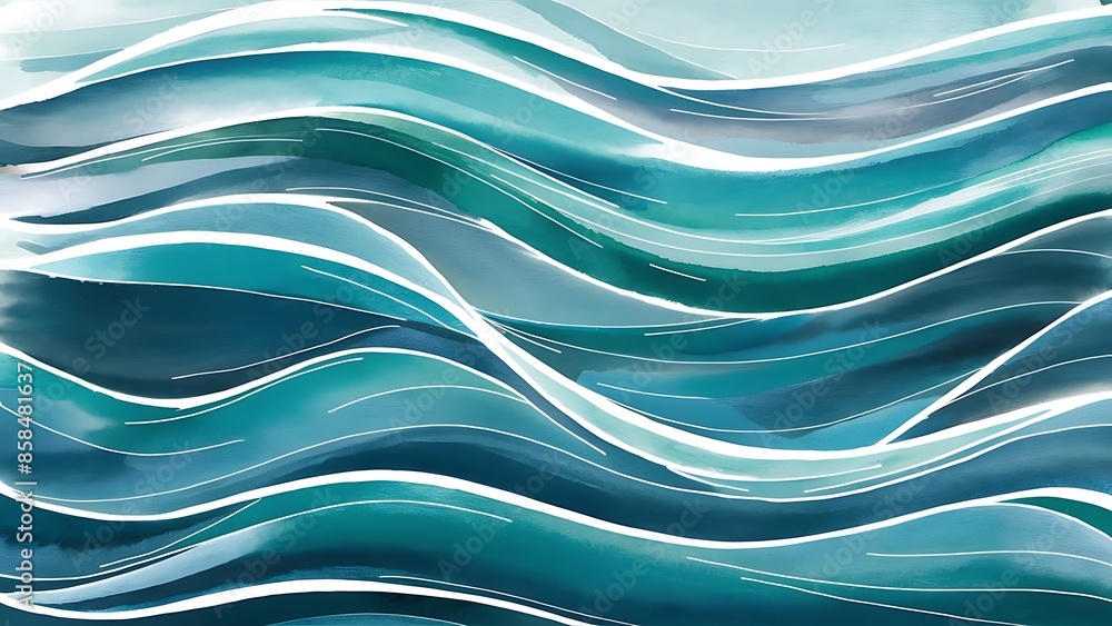 dynamic waves with a palette of blues and aquamarine dynamic waves with a palette of blues and aquamarine