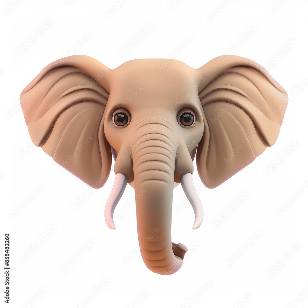 Close-up 3D render of an elephants head Close-up 3D render of an elephants head