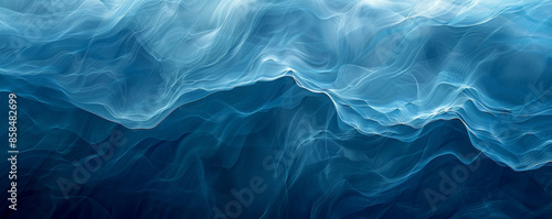 Design art background with a monochromatic scheme of various shades of blue, featuring abstract waves and ripples for a calming effect