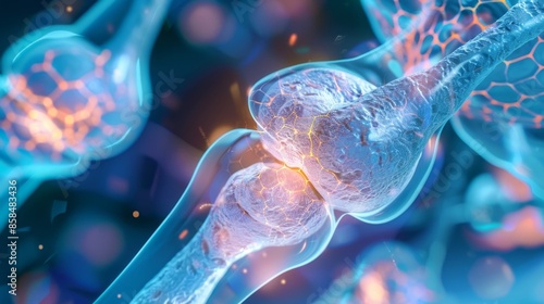 Vibrant 3D Rendering of Glucosamine Molecule Fortifying Cartilage and Supporting Mobility