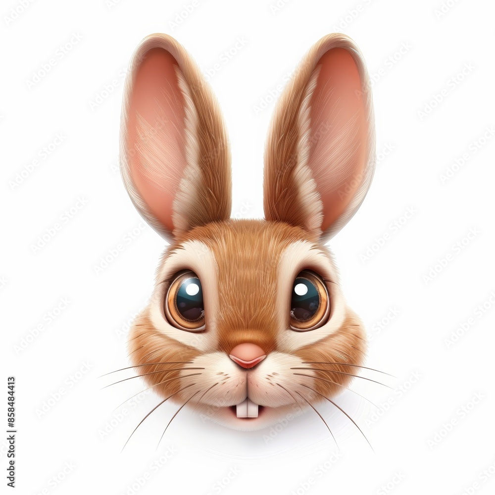 Close-up portrait of a cute, cartoon bunny Close-up portrait of a cute, cartoon bunny