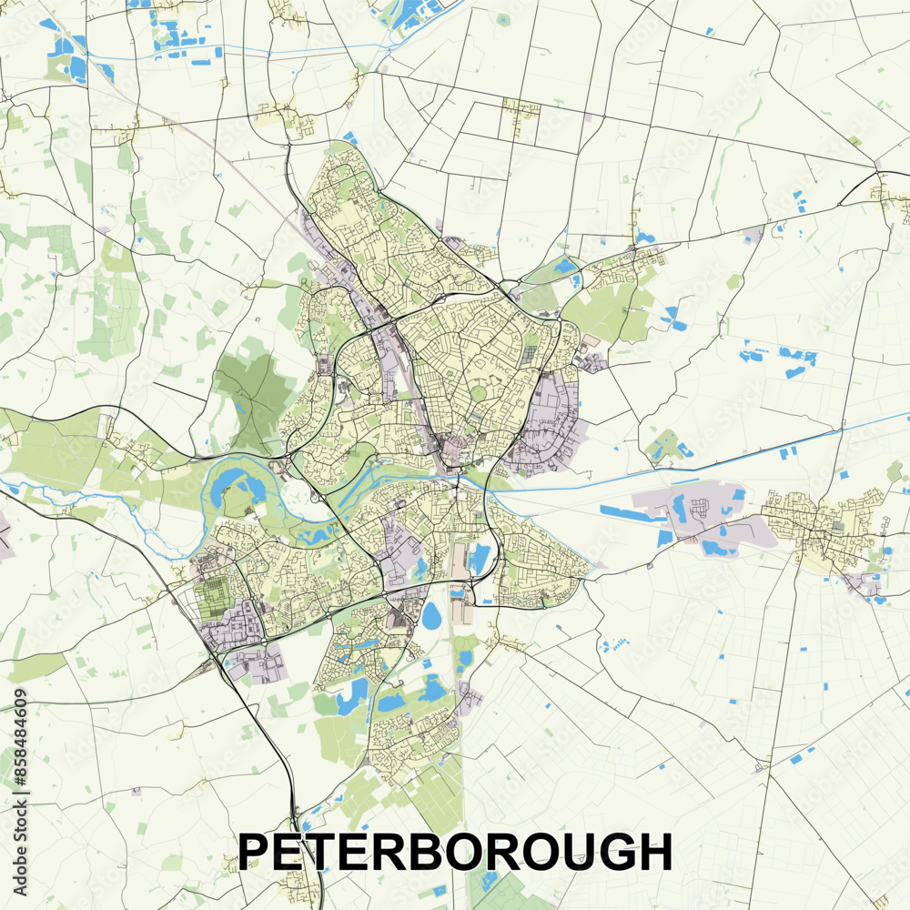 Fototapeta premium Peterborough, United Kingdom map poster art