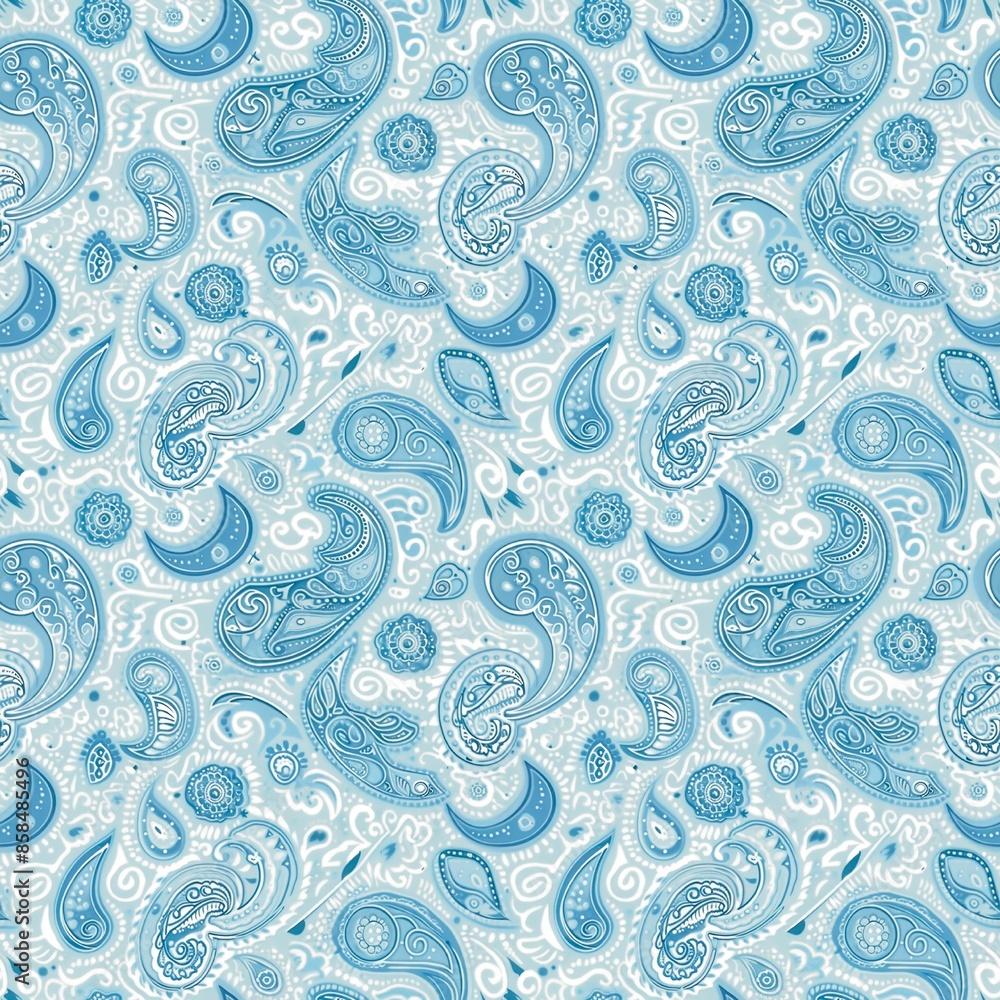 Paisley fabric pattern, baby blue topaz, seamless fabric pattern, textile, background Paisley fabric pattern, baby blue topaz, seamless fabric pattern, textile, background