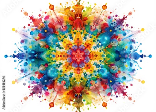 Vibrant And Colorful Watercolor Painting With A Kaleidoscope Pattern © Adisorn
