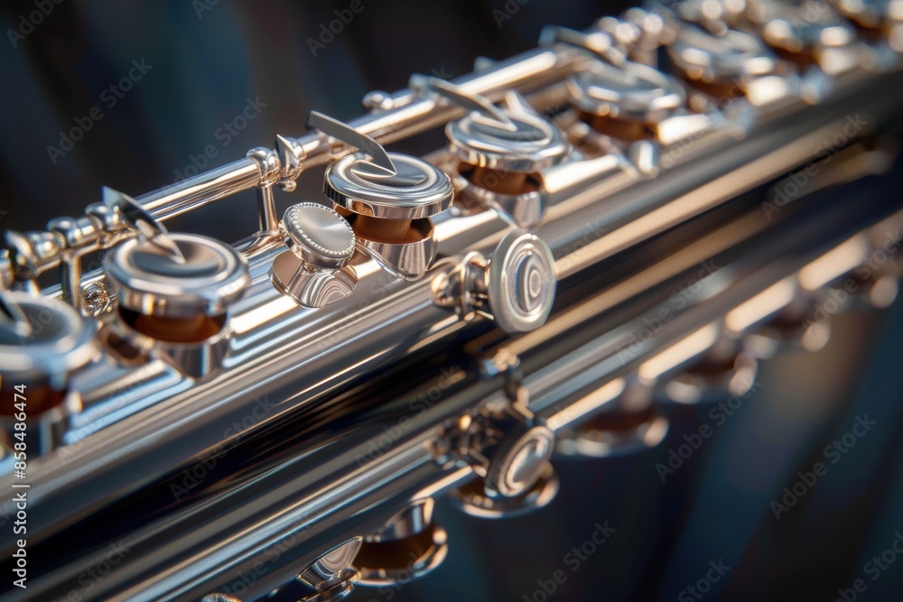 Obraz premium Silver Flute Reflecting Harmony