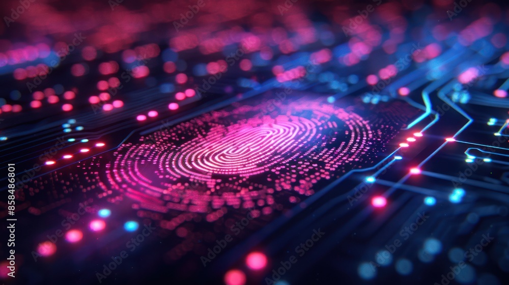 Futuristic Cyber Security System with Fingerprint Technology and Neon ...
