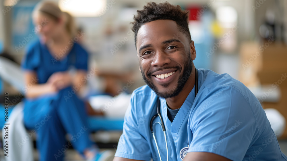 Portrait of a black male physical therapist in a clinical facility Portrait of a black male physical therapist in a clinical facility