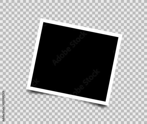 Realistic vector photo frame isolated on transparent background. Photo frame mockup design.