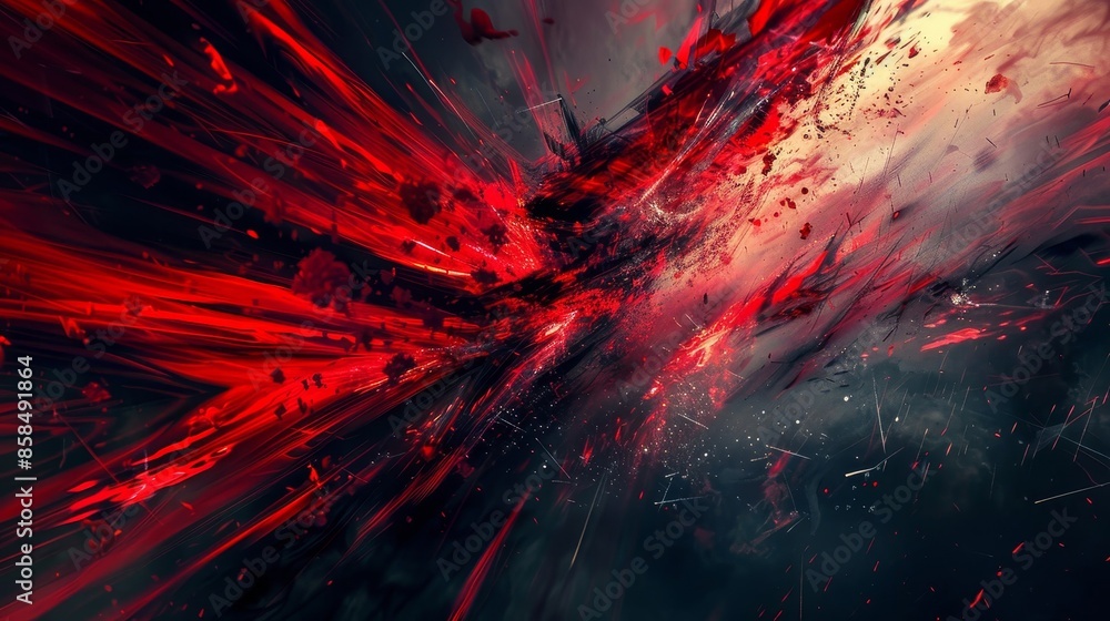 Bold wallpaper with red and black jagged lines and particle explosions. Amazing wallpaper Bold wallpaper with red and black jagged lines and particle explosions. Amazing wallpaper