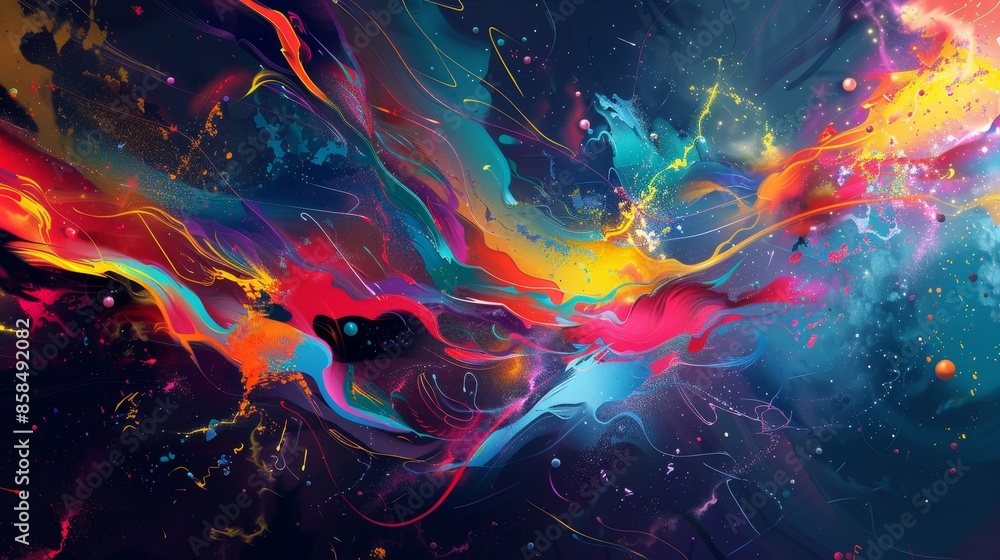 Vibrant graffiti wallpaper with dynamic patterns and scattered particles. Amazing wallpaper Vibrant graffiti wallpaper with dynamic patterns and scattered particles. Amazing wallpaper