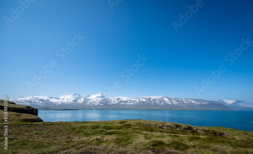 Landscape Icelandic Snowcapped Mountains Boats and Views