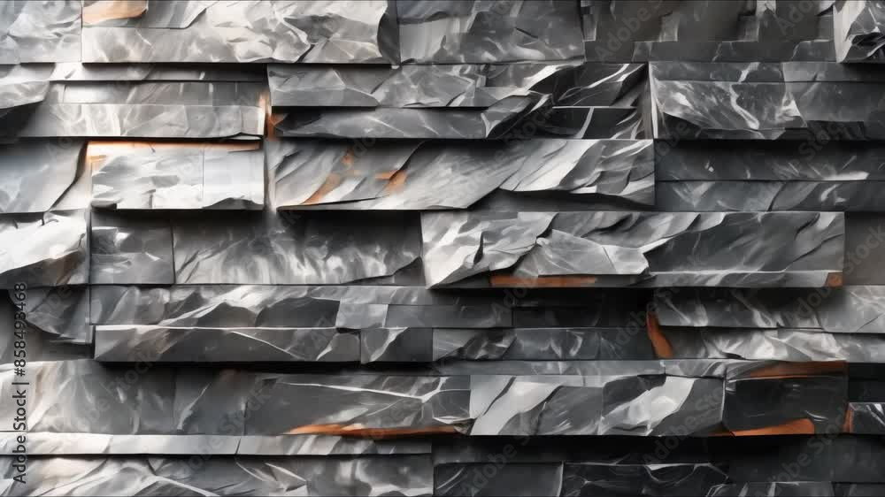 Textured stacked stone wall with copper accents on black background. Concept Stone Wall, Copper Accents, Texture, Black Background Textured stacked stone wall with copper accents on black background. Concept Stone Wall, Copper Accents, Texture, Black Background