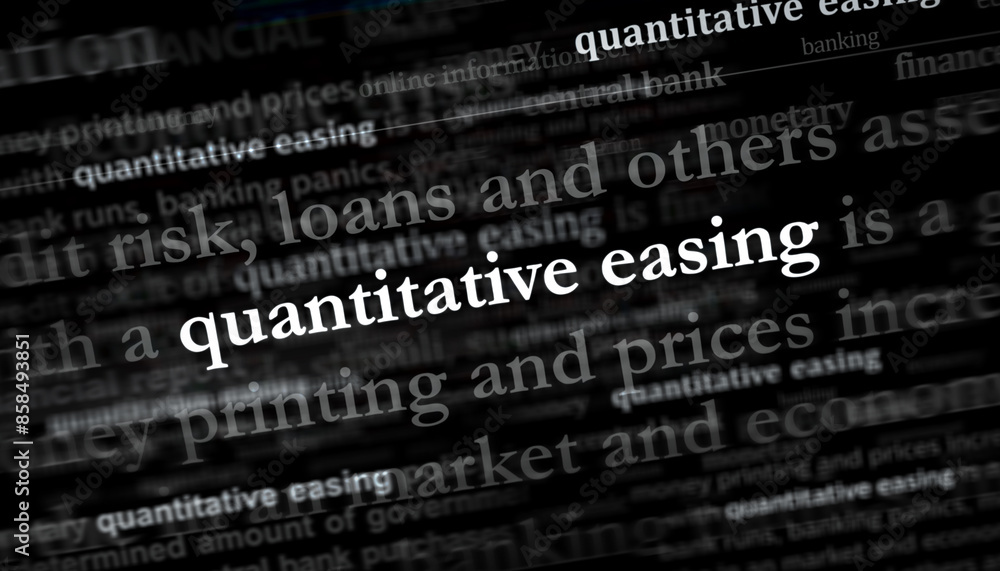 Quantitative easing headline titles media 3d illustration Quantitative easing headline titles media 3d illustration
