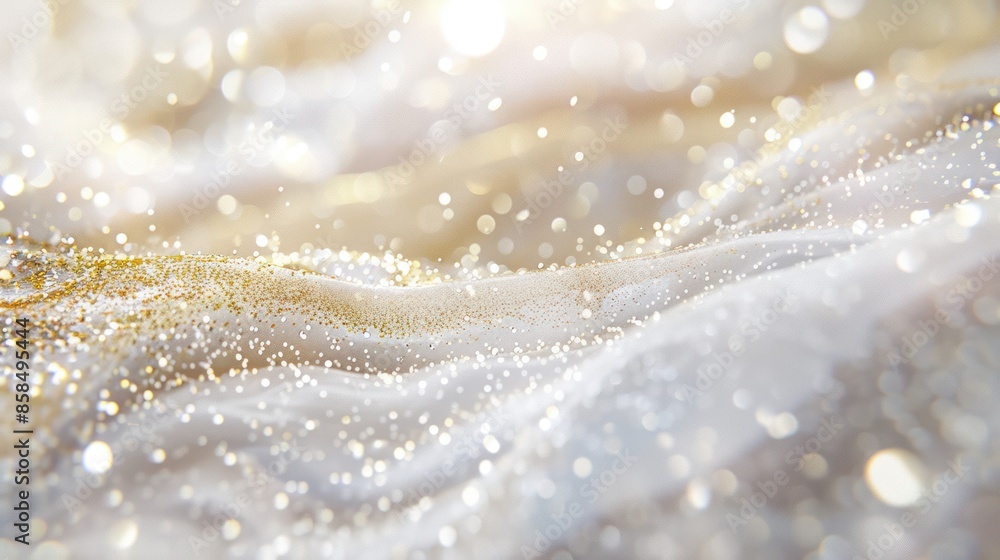 Shimmering White Fabric with Golden Glitter Shimmering White Fabric with Golden Glitter