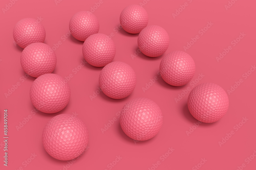 Set of golf ball lying in row on monochrome background Set of golf ball lying in row on monochrome background